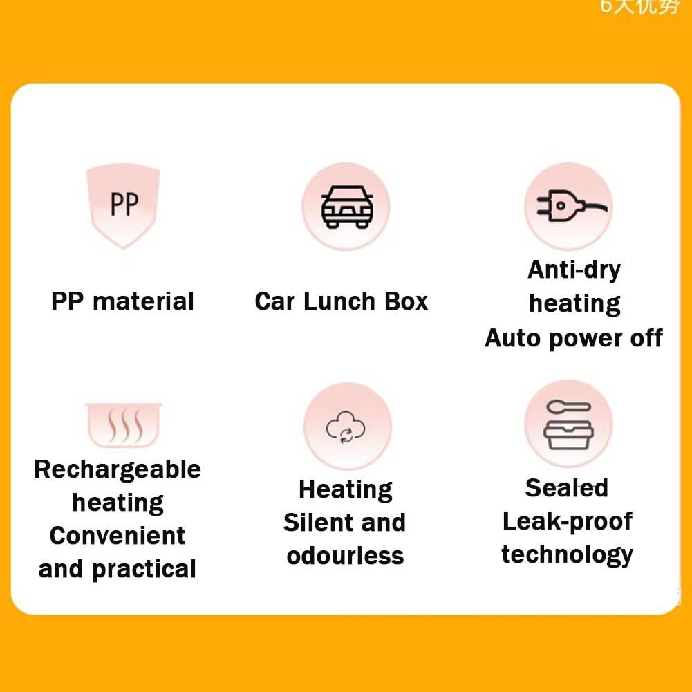 Fiambrera eléctrica para Coche de 12 V y 24 V, Fiambrera térmica, Fiambrera portátil con Calentador de Alimentos para Trabajos en Coches y Camiones, Adecuada para Viajes, Oficina y