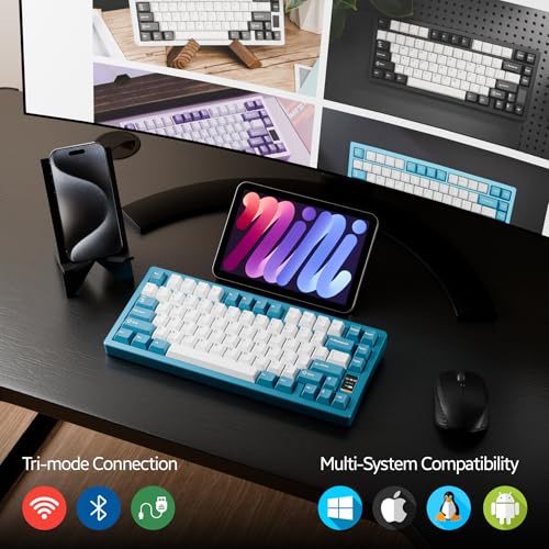 Image of Chilkey ND75 Aluminum Keyboard 75% Percent Wireless Gaming Mechanical Keyboard with LCD Screen, Quick Assembly, BT /2.4G /USB-C, Hot Swappable Per-Key RGB Custom Blue Key Board for Laptop Office PC