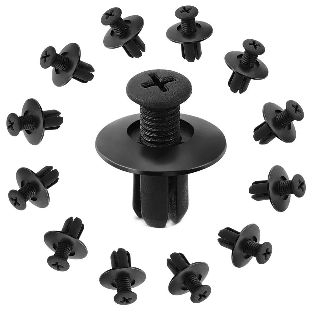 GLBMLMTHZP 300/50pcs 8mm Plastic Fasteners Screws Universal Car Bumper Fender Black Rivets Fastener Push Pin Clips Auto Accessories