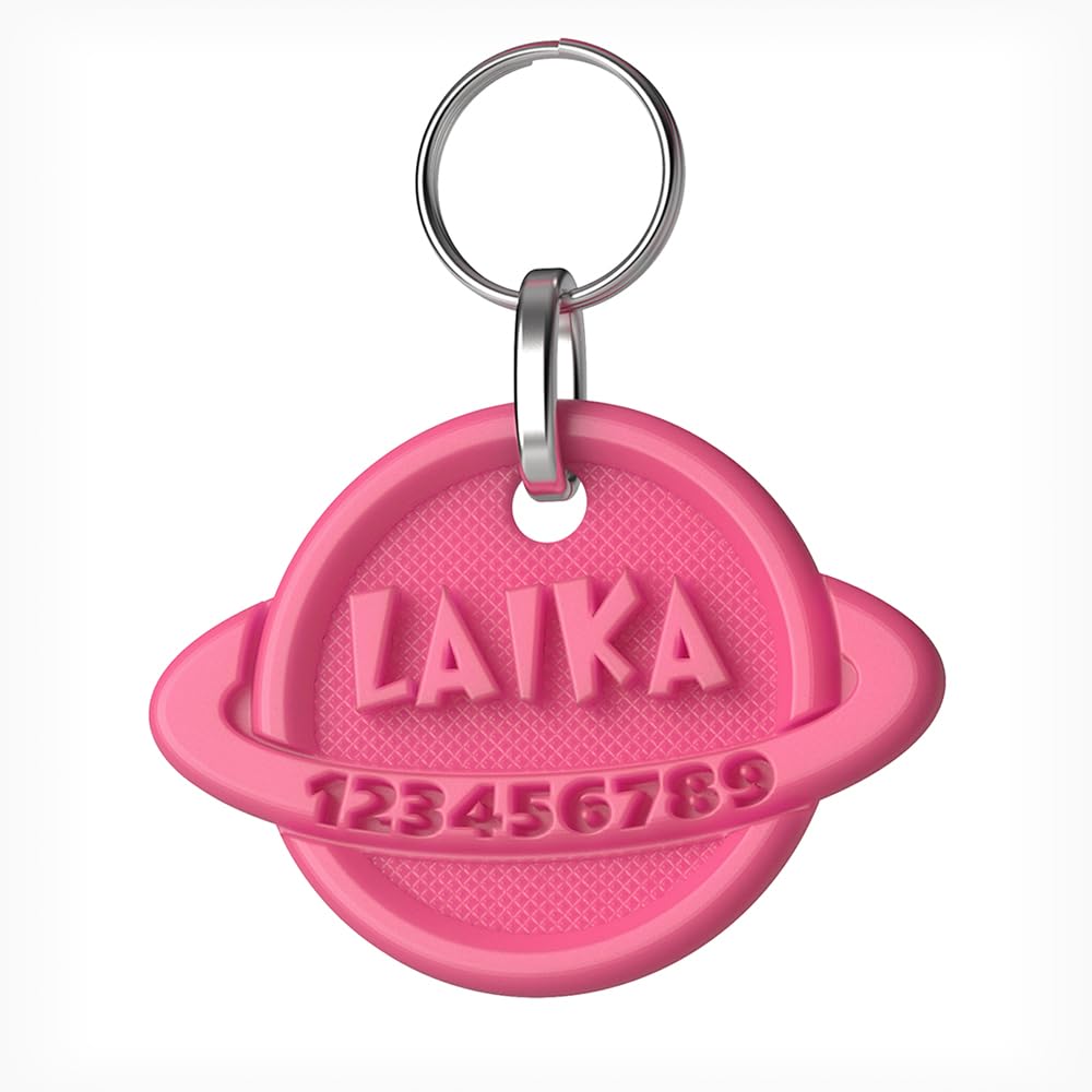 Starpet3D Placa Identificación Personalizada 3D para Perro y Gato - Colgante Planeta (S, Fucsia)