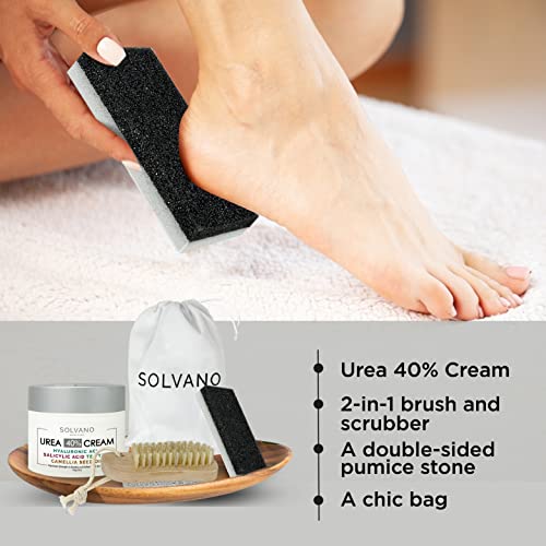 Solvano 40% Urea Extra Strength Foot Cream - Hyaluronic & Salicylic Acid, Tea Tree, Camellia Oil - Softens Calluses & Dry Skin, Cruelty-Free, 4.9 Fl Oz #TOP3
