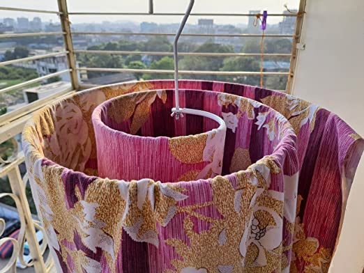 Glitz-Round-Clothes-Drying-Rack-Laundry-Hanger-Spiral-Shape-Cloth-Drying-Stand-for-Bed-Sheet-Blanket-Mattress-and-Towel-Color-WhiteIron-1