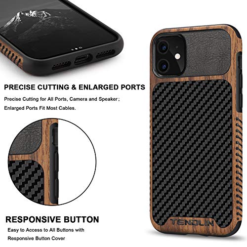 Coque iPhone 11 idéale pour le bureau en bois noir TENDLIN - 5