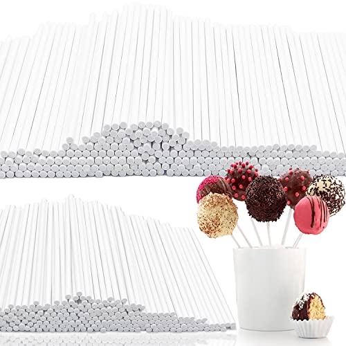 500 Pack Lollipop Sticks,4 Inch Paper Sucker Stick,Cake Pops Stick For Cake Topper,Chocolate,Rainbow Candy,Cookies,White #TOP14