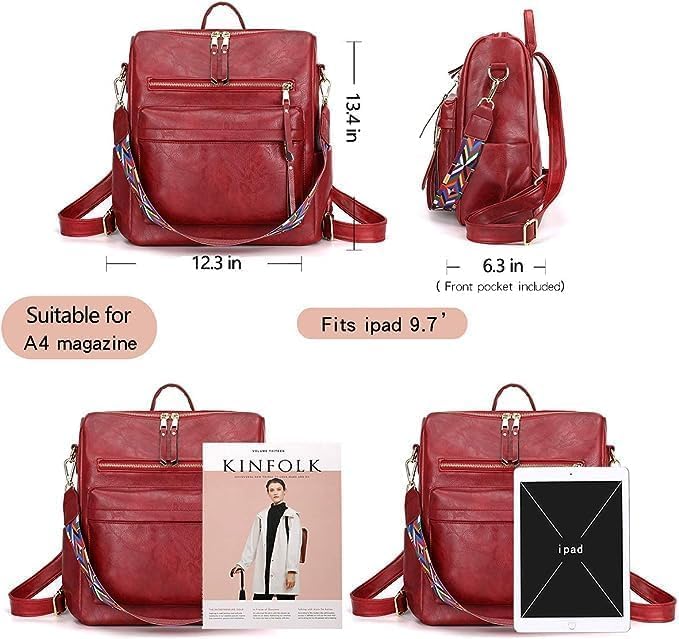 Image of Leather Backpack for Women | Large Capacity | College and Office use | PU Leather | shoulder bag for Ladies,