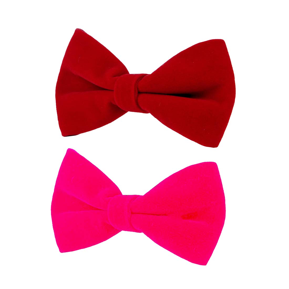 FOBHIYA ® Men's Velvet Regular Bow Tie ( Red & Pink )- Set of 2