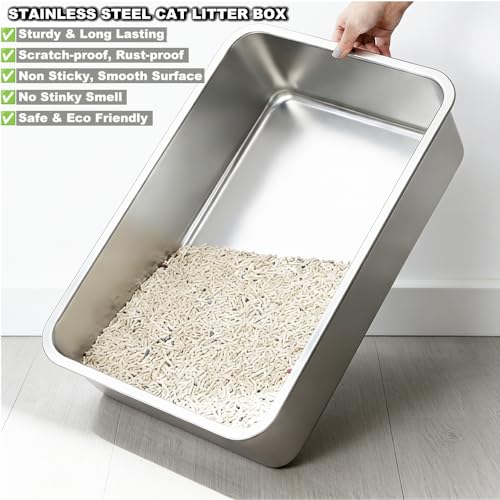Caja Grande para Arena de Gato de Acero Inoxidable miniatura 3