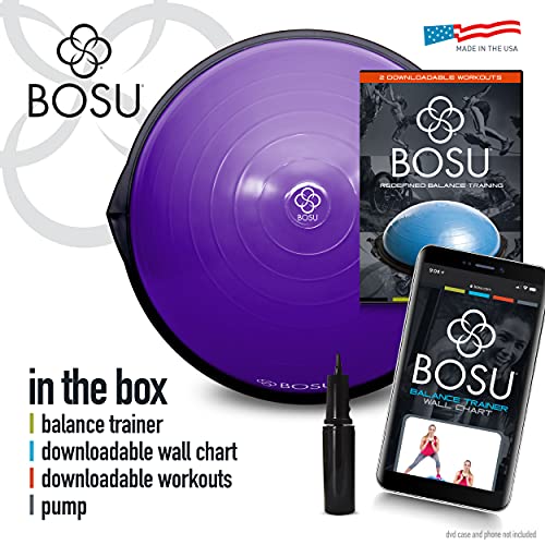 Bosu 72-10850 Home Gym Equipment The Original Balance Trainer 65 cm Diameter, Black and Purple
