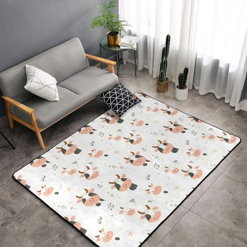 Tapis de chambre mignon imprimé vache pour enfant