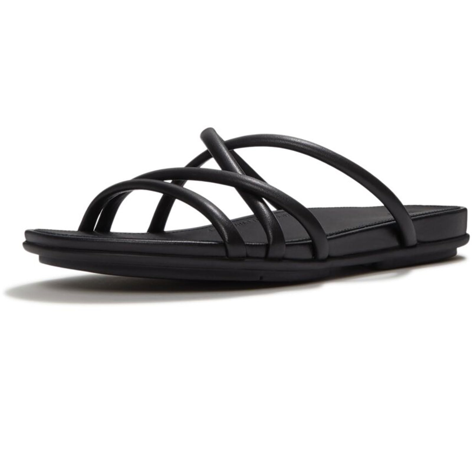 FitFlop Women's GRACIE Leather Strappy Slides - Elegant Summer Flat Sandals with Dynamicush Cushioning & Arch Support Comfort