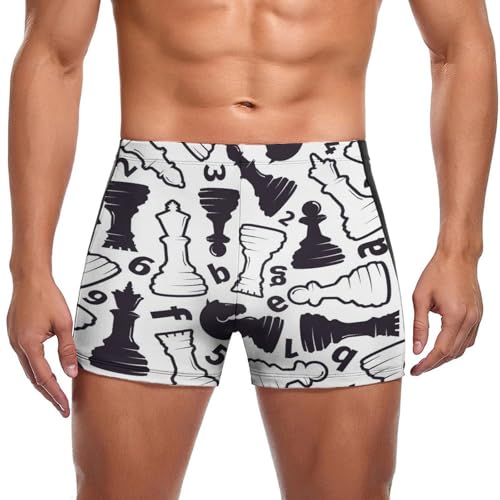 Boxer de bain homme noir et blanc style échecs de haute qualité