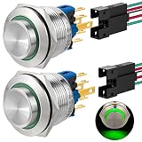 2 PCS Momentary Push Button Switch 22mm 110V 120V Power 1NO 1NC SPDT On Off Waterproof IP67 Stainles