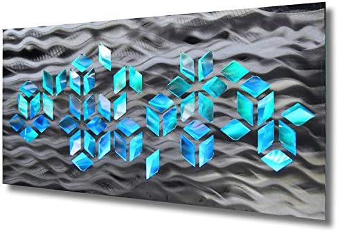 DV8Studio LED Lighted Geometric Large Silver Metal Wall Art Impulse Sculpture Color Changing Light