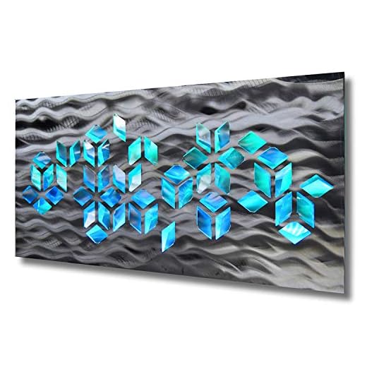 DV8Studio LED Lighted Geometric Large Silver Metal Wall Art Impulse Sculpture Color Changing Light