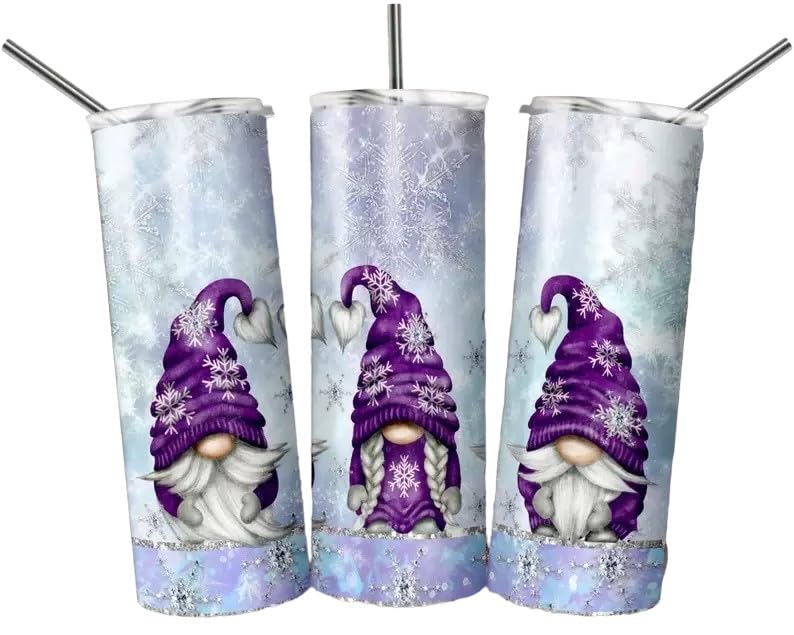 Winter Snowflake Gnome Tumbler Sublimation Wrap - Ready to Press Sublimation Transfer - 20 oz Straight, Gnomes Transfer, Snow Gnomes Wrap