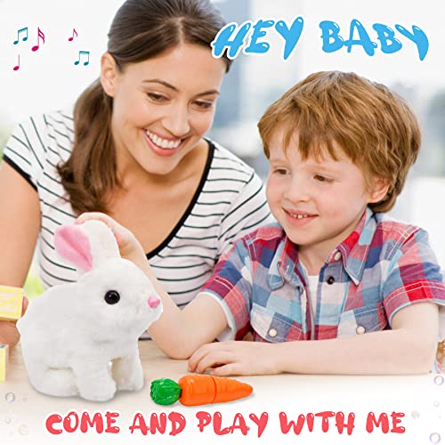 Miaodam Bunny Stuffed Animal, Hopping Bunny Toy With Sounds And Movements Interactive Bunny Toys, Jumping Bunny Toy Wiggle Ears Twitch Nose Birthday Gifts Baby Toys 0-6 6-12 Months Boy Girl, 7'' #TOP4