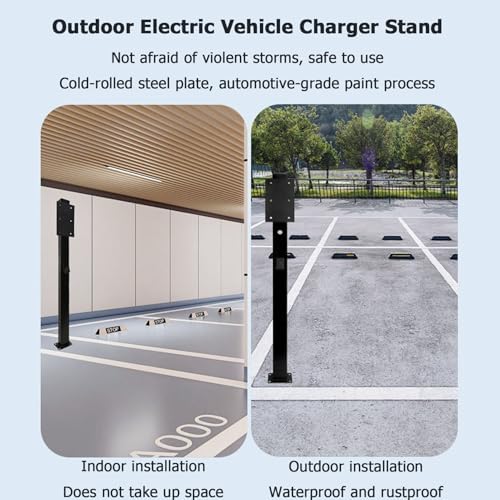 Heavy Duty EV Charger Stand for Indoor/Outdoor Use, Electric Vehicle Charging Station Pedestal Base, Durable Connector Holder, Control Box Support for Electric Cars