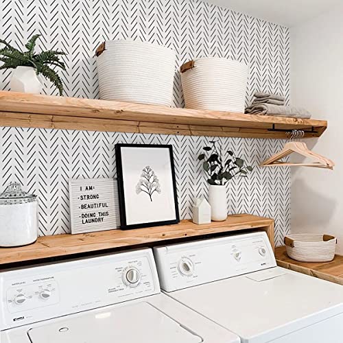 Orainege Black And White Peel And Stick Wallpaper Herringbone Contact Paper For Bathroom 17.7 In X 118.1 In Black Chevron Removable Wall Paper Peel And Stick Modern Geometric Self Adhesive Wallpaper thumb #5