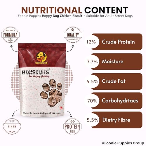 Image of Foodie Puppies Freshly Baked Chicken Flavor Puppy Bone Biscuits for Street Dogs & Puppies - (5kg) Crunchy Texture 100% Natural & Digestible, Enriched with Vitamins & Minerals | Promotes Dental Health