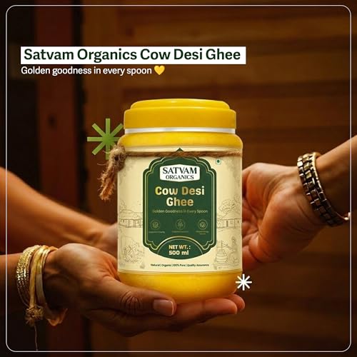 Image of Satvam Organics Cow Ghee | Pure Desi Ghee | Danedaar Organic Ghee | Rich Aroma & Taste | Pure & Authentic | Premium Quality Guaranteed (100ml (pack of 2))