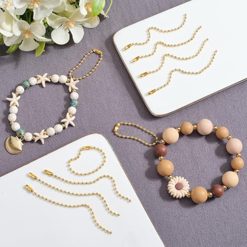 SOFPLATE 1 Box 100Pcs 4"/10cm 2mm Gold Dog Tag Chain Stainless Steel Key Ball Beads Chain Bulk Short Chains Necklace Adjustable Metal Beaded Chains with Connector for Jewelry Making Keychain Crafts - Image 4