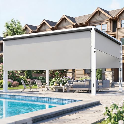 Integrated 8' W x 8' H Outdoor Roller Shade for Sun & Privacy Protection