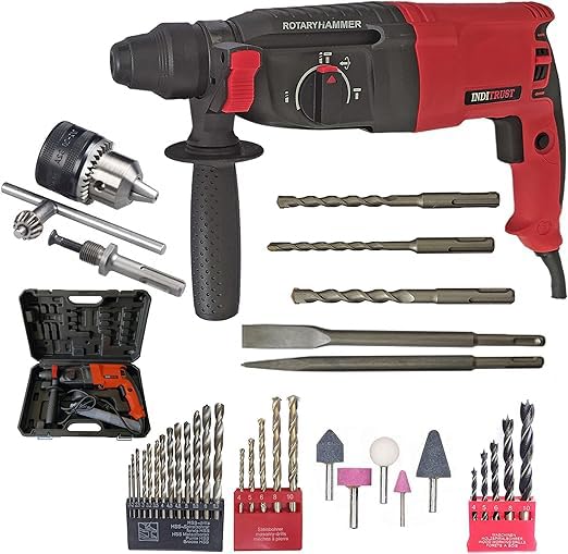 Inditrust 1250W 26mm Electric rotary hammer drill Machine with SDS drill bits and accessories, Set of 1 with 6 MONTHS WARRANTY (RED) 100% Copper Winding (B0CF28JNJ6) Amazon Price History, Amazon Price Tracker