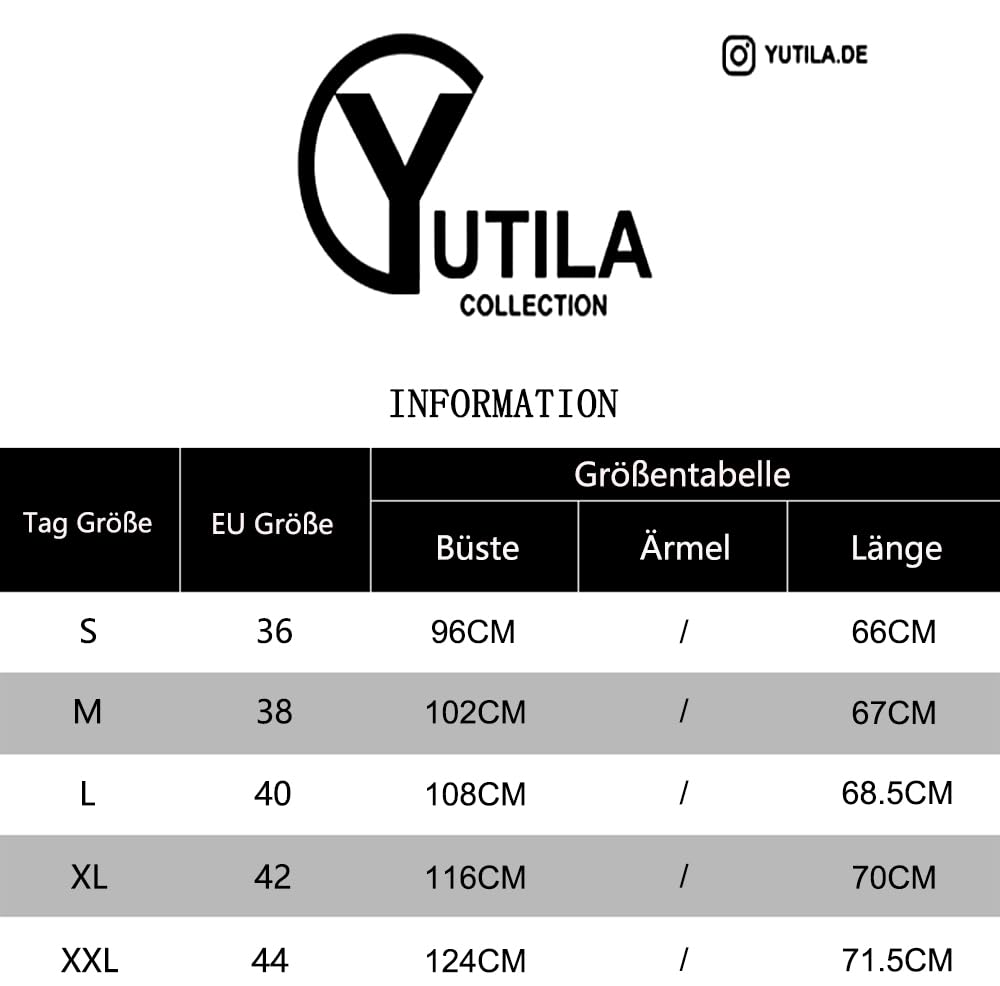 YUTILA Bluzka damska, elegancka, tunika, szyfon, bluzki damskie, top, jednokolorowa, na wiosnę, rękaw 3/4, top, bluzka