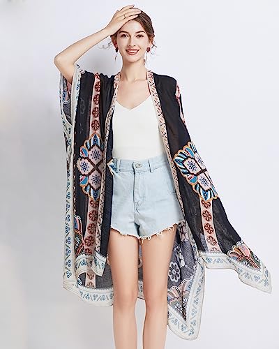 Kimonos for Women Casual Swimsuit Coverup Lightweight Boho Kimono Cardigans for Summer3