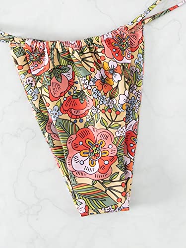 WDIRARA Women's 2 Piece Set Floral Print Tie Backless Swimwear Halter Bikini Swimsuit4