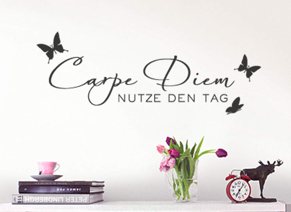 Wandtattoo \"Carpe Diem\" – 70x60 Cm In Rot | Aus Seidenmatter Vinylfolie, Selbstklebend | Für Wand & Möbel