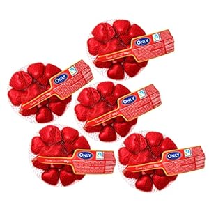 Only Chocolade harten – harten van melkchocolade – cadeau voor Valentijnsdag, verjaardag, Moederdag – decoratie voor het Candle Light diner – zacht smeltende chocoladeharsen, 5x100g – FAIRTRADE