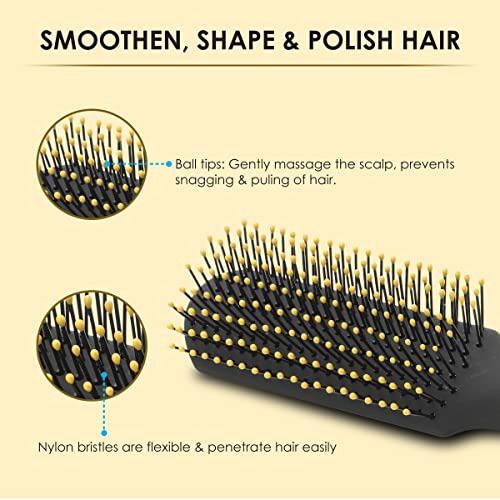 AGARO Breeze Flat Hair Brush with Strong & flexible nylon bristles, having Anti static ball tips, For Grooming, Volumising & Back Brushing, ideal... - Image 2