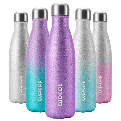 Image of BJPKPK Insulated Water Bottles 17oz Stainless Steel Sports Water Bottles Keep Cold for 24 Hours and Hot for 12 Hours,BPA Free,Glitter Purple