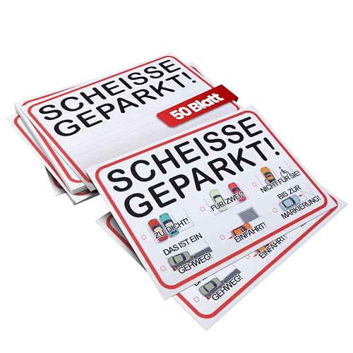 Knöllchen scheisse geparkt! Humoristischer Strafzettel für Falschparker | DIN A6 (14 8 x 10 5 cm) 50 Blatt | Notizzettel für die Auto-Windschutzscheibe