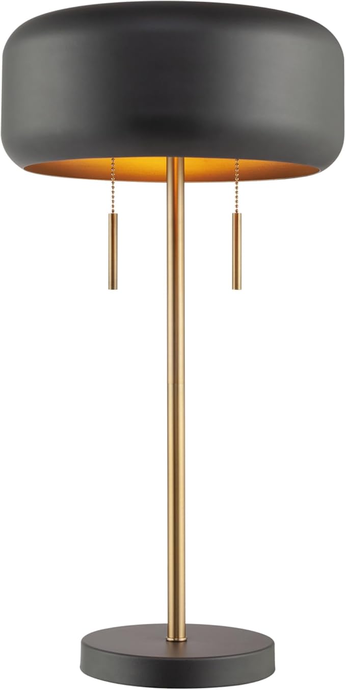 GLOBE GLOBE Electric x Novogratz 67347 22" 2-Light Table Lamp, Metallic Dark Gray, Dual Pull Chain Switch, Modern Lighting for Bedroom or Office, Ambient Home Decor, Nightstand Essential