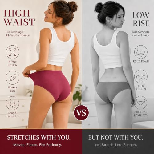 Tiedomxa Cotton Underwear for Women High Waisted Briefs 6 Pack - image 3