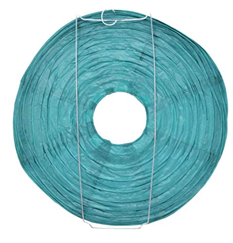 Image of Mudra Crafts 12 Inch Round Chinese Teal Paper Lanterns Hanging Decor | 10 PCs, Reusable, Indoor Outdoor Decorative Lamp Shade, for Ceiling, Wedding, Shower, Party, Festival, Home Decoration