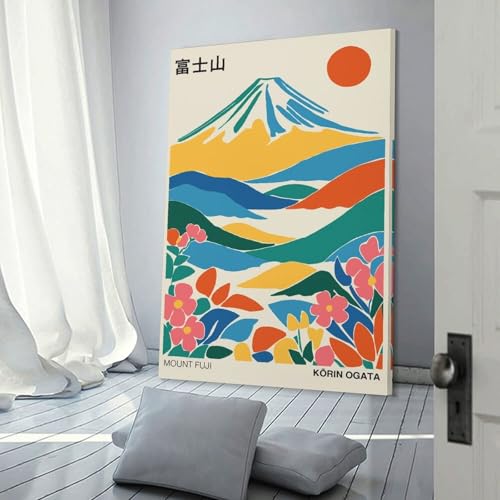 Tableau sur toile paysage floral Mont Fuji pour créer un salon zen et lumineux