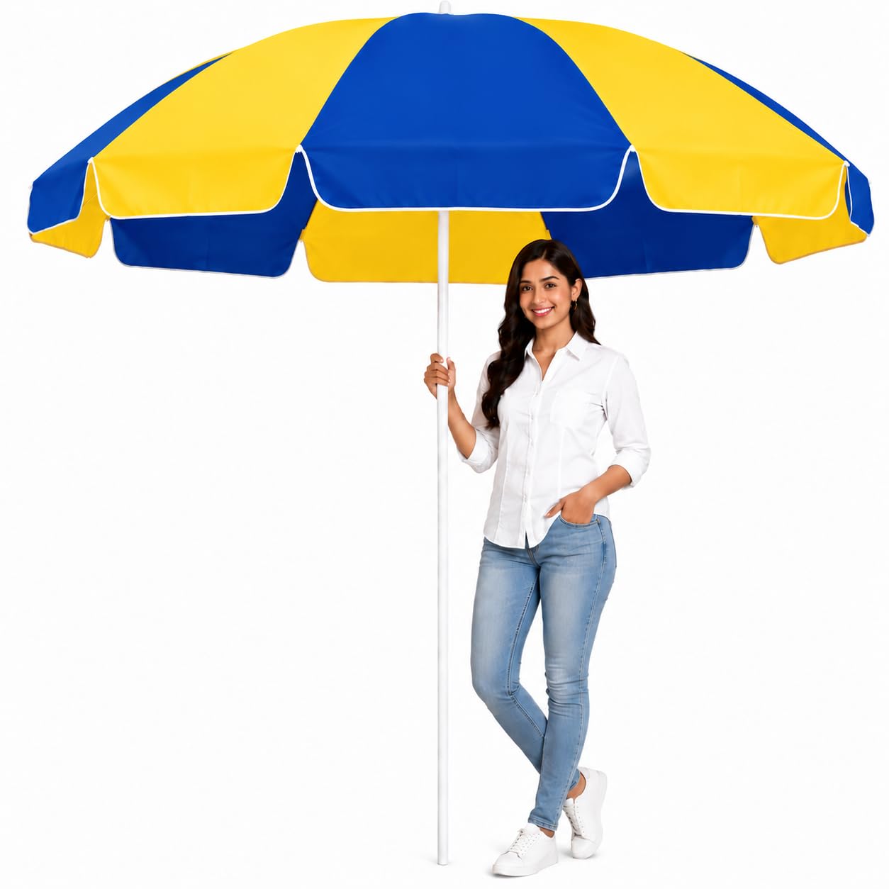 Garden Umbrella 7FT Garden Shade Patio Umbrella Outdoor Umbrella Restaurant Use Sun Shade Courtyard Use Outdoor Use Cafe Use (Yellow & Blue)-image-32