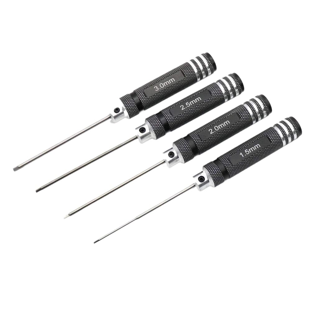 4 pezzi 1.5 2 2,5 3,0 mm Chiave esagonale nera Allen Set di riparazione strumento di riparazione compatibile con auto RC e veicoli per hobby