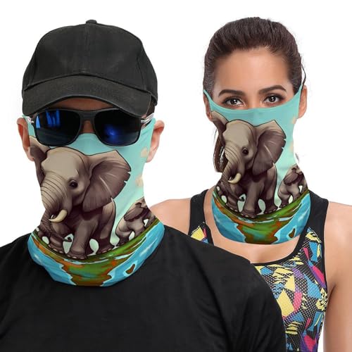 Neck Gaiter Elephants Face Mask for Travel Face Cover Scarf for Men Women Elastic Headbands Wind-proof Bandana for Skiing Fishing Hiking Cycling
