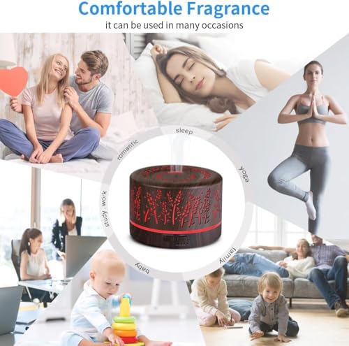 500ml luchtbevochtiger, Aromadiffuser 500ml oil diffuser, aromatherapie diffuser ultrasone voor etherische oliën, BPA-vrij, voor thuis, slaapkamer, kantoor, yoga - Afbeelding 6