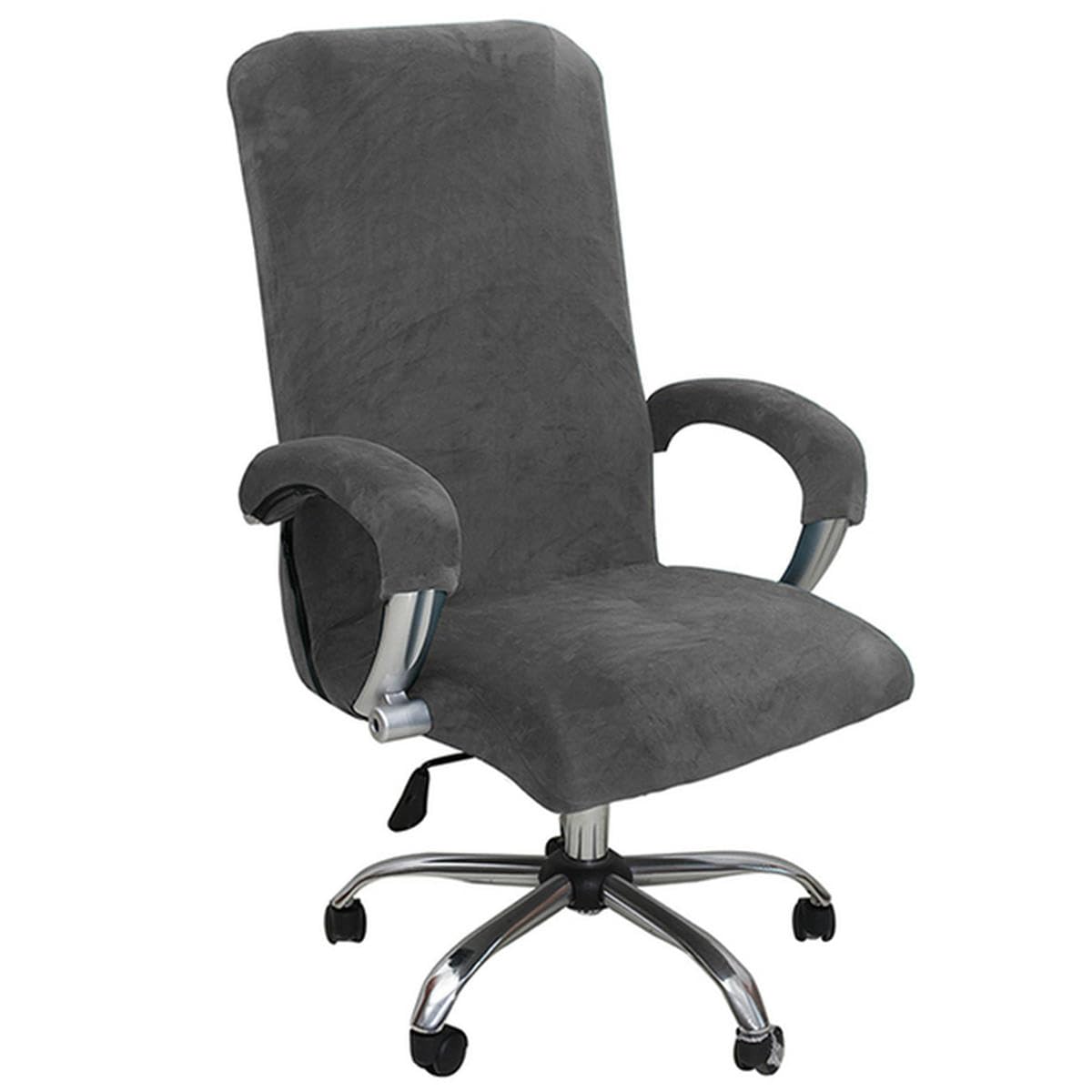 Set di coprisedia in velluto elastico, ispessito, per poltrona da ufficio, Internet, Cafe, cinema, coprisedia girevole rimovibile grigio