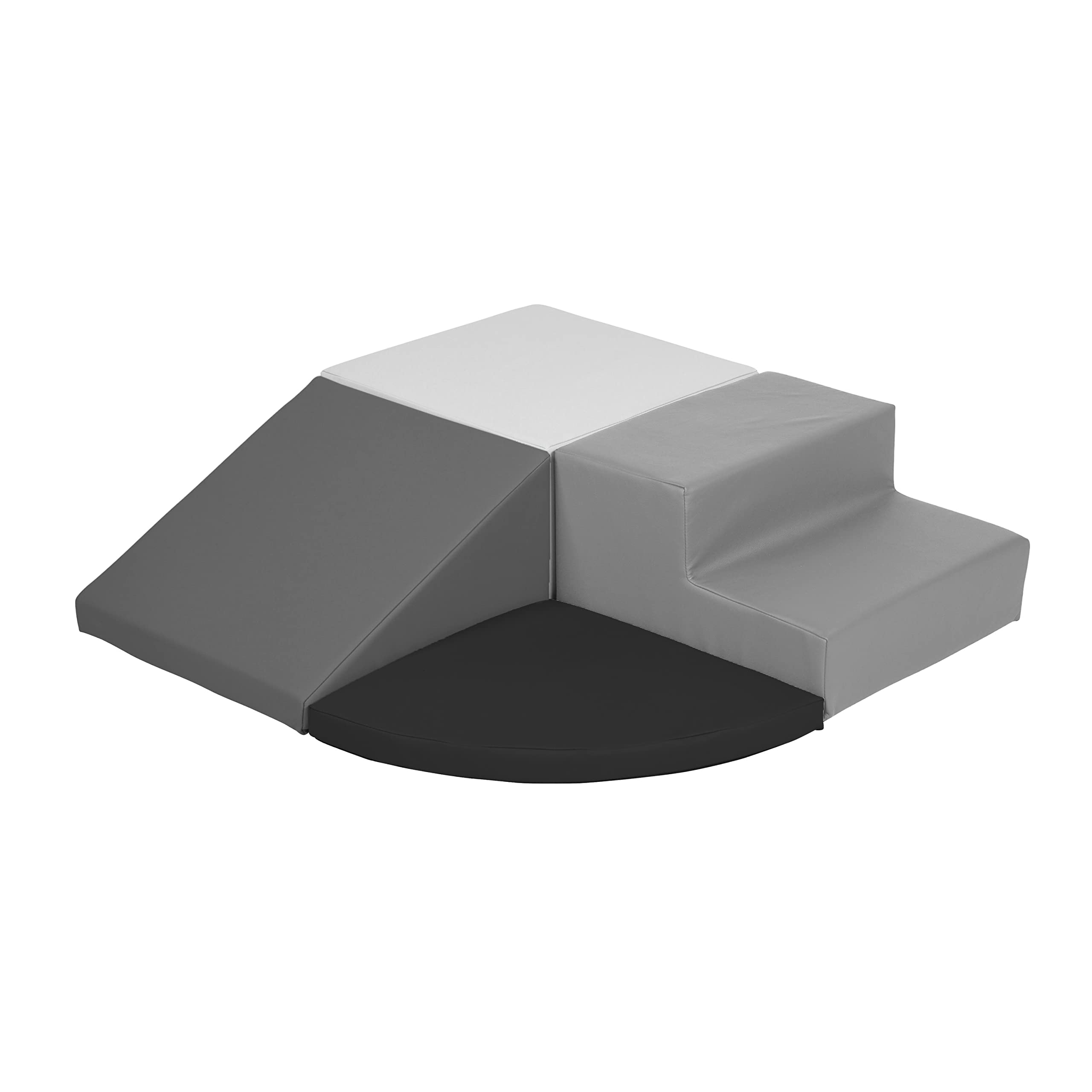 Factory Direct Partners SoftScape Toddler Playtime Corner Climber, Indoor Active Play Structure for Toddlers and Kids, Safe Soft Foam for Crawling and Sliding (4-Piece) - Gray/Light Gray, 11619-GYLG