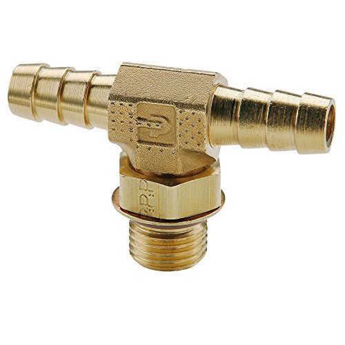 Parker 1725HB-6-6-pk10 Hose Barb Fitting, Barb to Straight Thread, Barb and Straight Thread Branch Tee, Brass, 3/8", 9/16"-18" (Pack of 10)