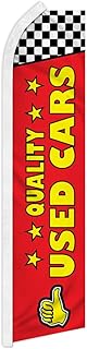 Quality Used Cars Red Swooper Feather Flag - Great for Dealerships and Car Lots
