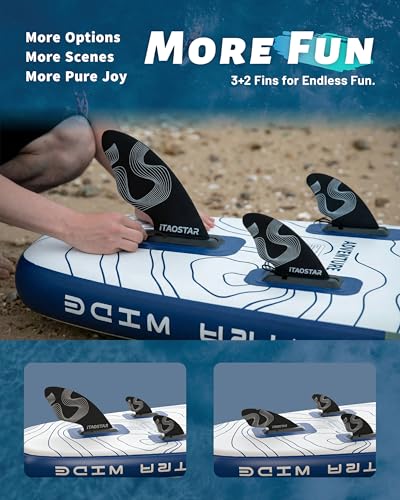 iTAOSTAR Adventure 12'× 35" Inflable Stand Up Paddle Board con asiento, Extra ancha SUP con 5 aletas diseño estable para familia, jóvenes, todos los niveles, lagos, océanos y pesca miniatura 5