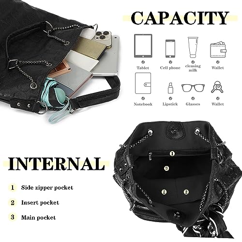 Bolso Hobo de cuero sintético con diseño de calavera para mujer miniatura 7