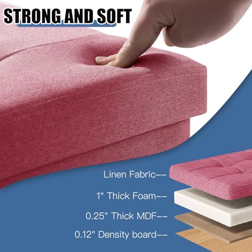 Image of BRIAN & DANY 15 Inches Ottoman with Storage, Square Small Storage Ottoman Foot Rest with Legs, Ottomans Foot Stool for Dorm, Living Room, Entryway (Hot Pink)